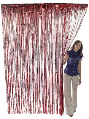 Záves dekoračný - PARTY METALLIC - červený, 90 x 250 cm, fólia