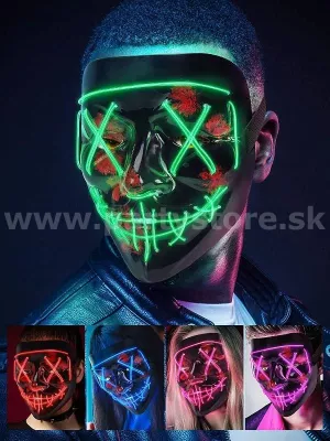 Maska svietiaca LED - PURGE RAVE PARTIES - čierna, zelené svetlo
