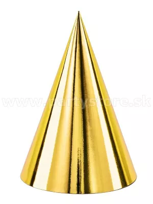 Klobúčiky - METALLIC - výška 16 cm, zlaté, bal. 6 ks, papier