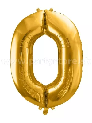 Balón - ČÍSLICA 0 - výška 86 cm, zlatý, fólia
