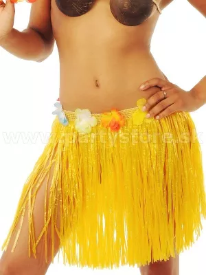 Sukňa – HAWAIIAN HULA GIRL - žltá, mini, dĺžka 40 cm