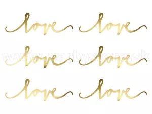 Dekorácia - LOVE - ELEGANT BLISS - 6 x 20 cm, zlatá, bal. 6 ks