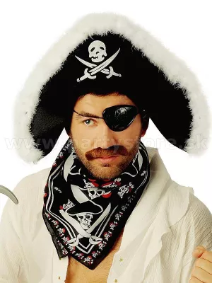 Šatka bandana - PIRÁT CALICO JACK - čierna, 55 x 55 cm