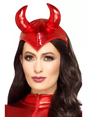 Čelenka - DIABLICA - DEVIL QUEEN - červená, metalická s rohmi