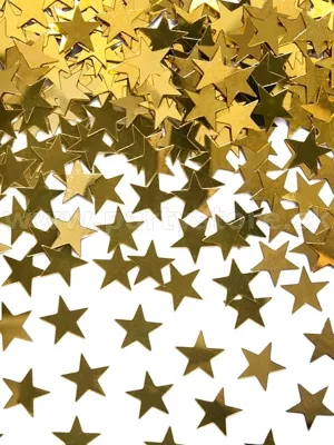 Konfety - STARS - zlaté, 10 mm, metalizovaná fólia, 30 gram.