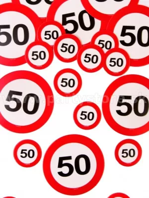 Konfety - 50 narodeniny - DOPRAVNÉ ZNAČKY - obojstranné, papier