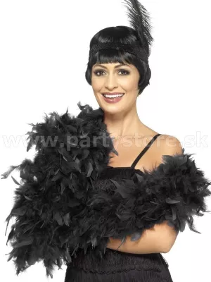 Boa - DELUXE - čierne, 80 gram. dĺžka 180 cm, originálne perie