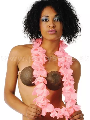 Veniec - náhrdelník - HAWAII LILI - lososový, dĺžka 120 cm