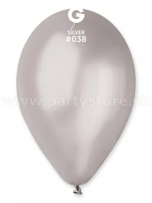 Balón metal 26 cm - STRIEBORNÝ - balenie 1 kus, latex
