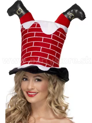 Klobúk - MIKULÁŠ ZASEKNUTÝ V KOMÍNE - červený