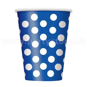 Poháre - RETRO BODKY - modré s bielymi bodkami, 355 ml, bal. 6 ks, papier