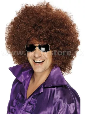 Parochňa - 60s - 70s AFRO MEGA JUMBO - hnedá, kučeravá, unisex