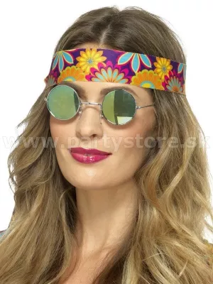Okuliare - HIPPIE LENNON STYLE 60´s - modrozelené zrkadlovky, kovový rám
