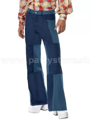 Nohavice zvonové - 60s - 70s DENIM PATCHWORK - modré, pánske
