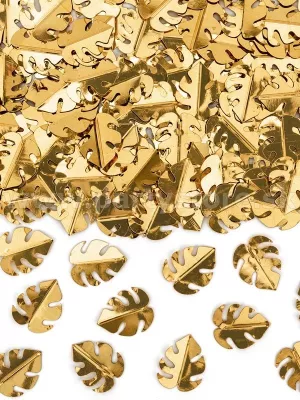 Konfety - MONSTERA - zlaté tropické lístie, metal. fólia, 15 gramov