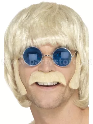 Fúzy a bokombrady - 60s HIPPIE - blond, samolepiace, pánske