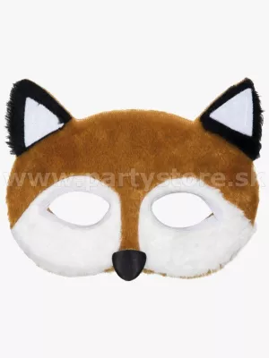 Maska - škraboška - LÍŠKA - čierno - hnedo - biela 18 x 15 cm, plyšová