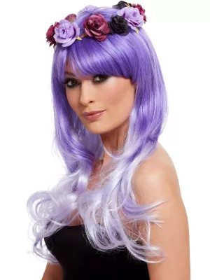 Parochňa - DAY OF THE DEAD GLAM - svetlofialová s venčekom