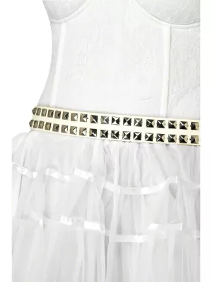 Opasok - PUNK - biely so striebornými cvočkami, dámsky