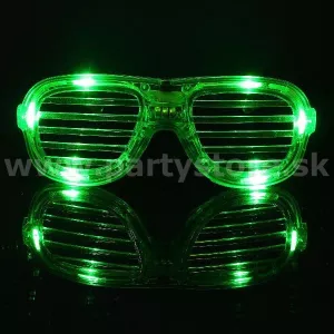 Okuliare svietiace LED - ŽALÚZIE - zelené, unisex, plast