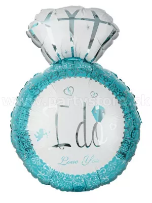 Balón - PRSTEŇ ZÁSNUBNÝ - modrý s diamantom, 73 x 47 cm, fólia