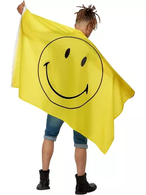 Vlajka - SMILEY - žltá s čiernou potlačou, 150 x 90 cm, Polyester