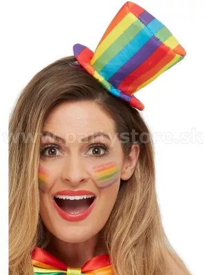 Klobúk cylinder mini - RAINBOW - dúhový, pruhovaný, unisex