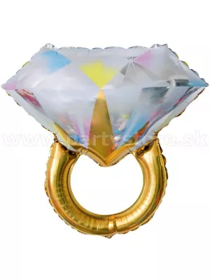 Balón - PRSTEŇ ZÁSNUBNÝ - zlatý s diamantom, 61 x 68 cm, fólia