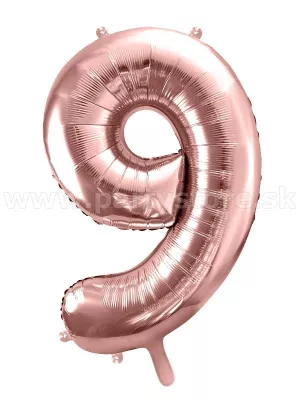 Balón - ČÍSLICA 9 - výška 86 cm, ružovo zlatý, fólia