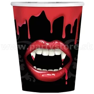 Poháre -  VAMP - čierno červené, 266 ml, bal. 8 ks, papier
