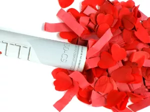 Vystreľ. konfety - WEDDING HEARTS -100 cm tuba, červené srdcia