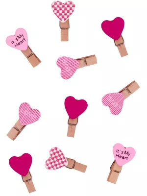 Klipy -  SRDIEČKA - IT´ S MY HEART - drevené, bal. 10 ks