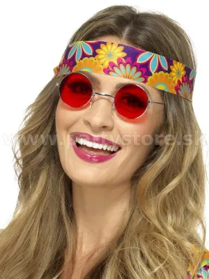 Okuliare - HIPPIE RETRO LENNON STYLE 60s - červené, kovový rám