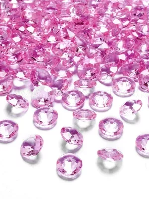 Konfety 3D - DIAMANTY - 12 mm - bledoružové, bal. 100 ks, plast