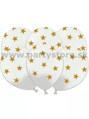 Balón pastel 30 cm - STARS - MEDIUM - biely + hviezdy
