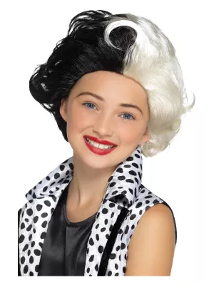 Parochňa - CRUELLA DE VIL - JUNIOR - čierno biela, dievčenská