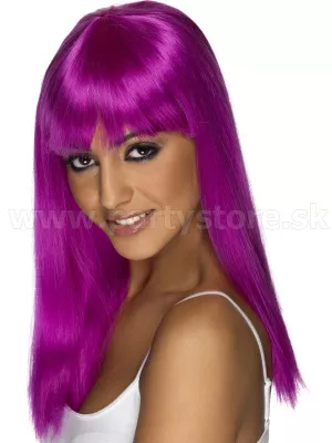 Parochňa - GLAMOURAMA  neon fialová, dlhá 50 cm s ofinou, dámska