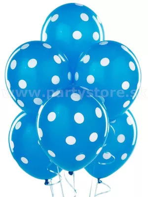 Balón pastel 30 cm - RETRO BODKY - modrý s bielymi bodkami, 1 kus, latex
