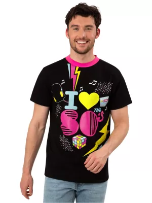 Tričko - I LOVE THE 80s - čierne s farebnou potlačou, unisex