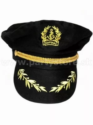 Čiapka - BLACK MARINE CAPTAIN - čierna so zlato žltým vyšívaním