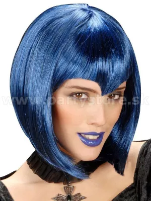 Parochňa - GOTHIC VAMP - modrá s ofinou do špice, dlhá 33 cm