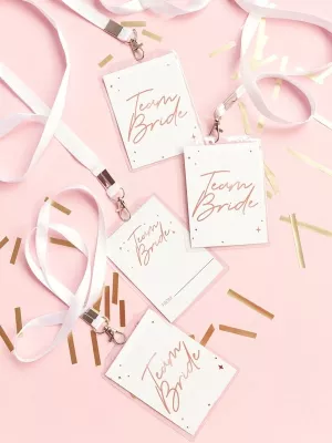 Identifikačná karta - TEAM BRIDE s menovkou a šnúrkou na krk, bal. 4 ks