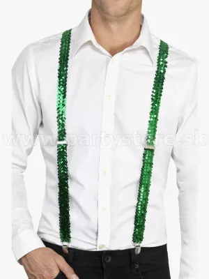 Traky - 4 CLIP RETRO FLITRE - zelené lesklé flitre, šírka 3 cm