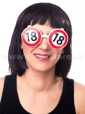 Okuliare narodeninové - 18 ROKOV - bielo červené, plast, unisex