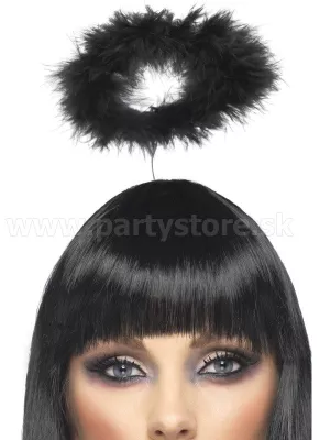 Čelenka - AUREOLA PEKELNÉHO ANJELA - čierne marabou, 17 cm