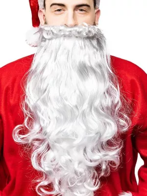 Brada - MIKULÁŠ / SANTA - bielo strieborná, dĺžka 50 cm, zvlnená