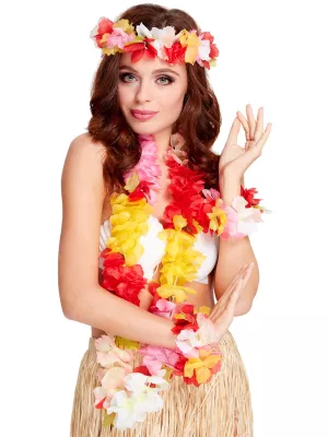 Havajská súprava 4 dielna - HAWAIIAN DELUXE - viacfarebná, kvetinová