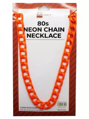 Náhrdelník retiazkový - 80S NEON - neónovo oranžový, bal. 1 ks, plast