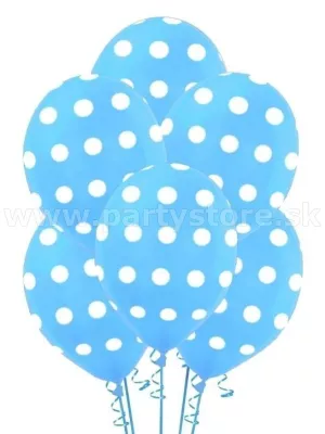 Balón pastel 30 cm - RETRO BODKY - belasý s bielymi bodkami, 1 kus, latex