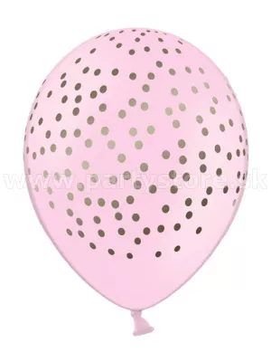 Balón pastel 30 cm - BODKY MINI - bledoružový so zlatými bodkami, bal.1 kus, latex